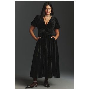 Anthropologie Katerina Button Down Velvet Dress